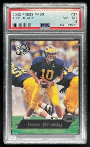 2000 Press Pass Tom Brady Rookie RC #37 Wolverines PSA 8