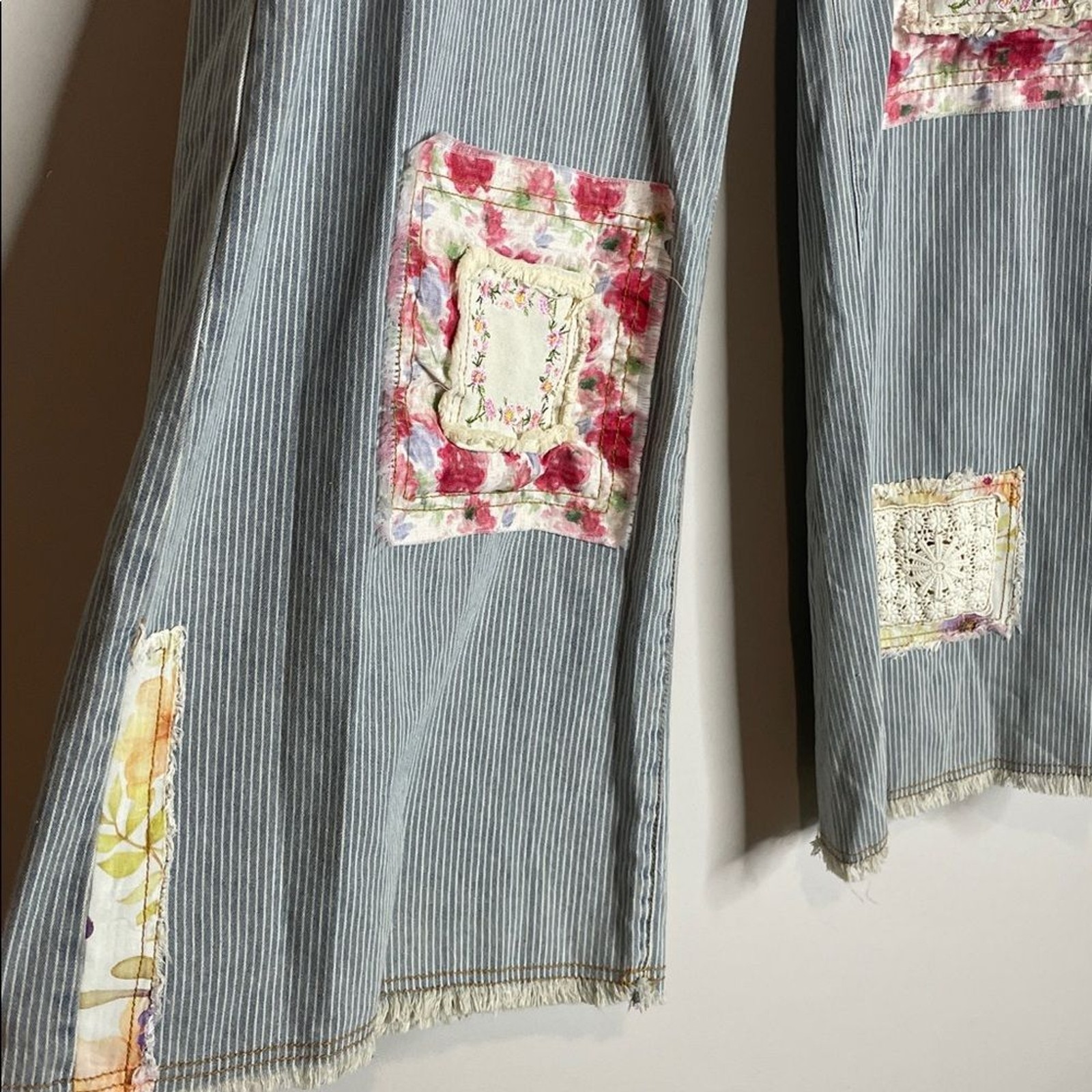 POL Pinstripe Draw String Patch Wide Leg Pants Si… - image 2