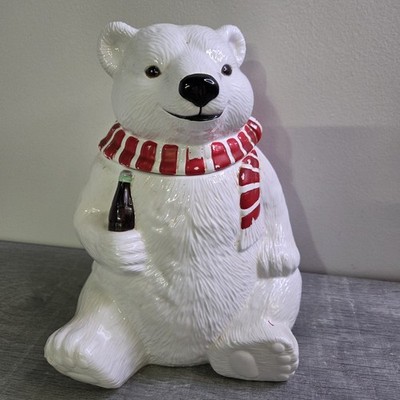 1994 Coca Cola Polar Bear Cookie Jar Ceramic Authorized Collection VTG