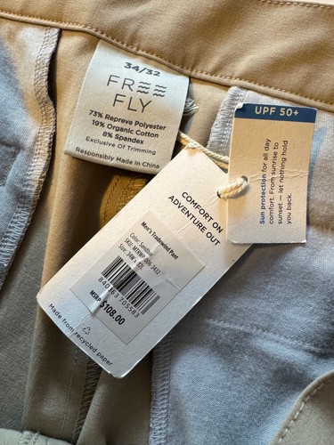 Free Fly Tradewind Men’s Pant Size 34w/32L Sandbar Tan NWT $108 Lightweight Stra - Picture 3 of 11