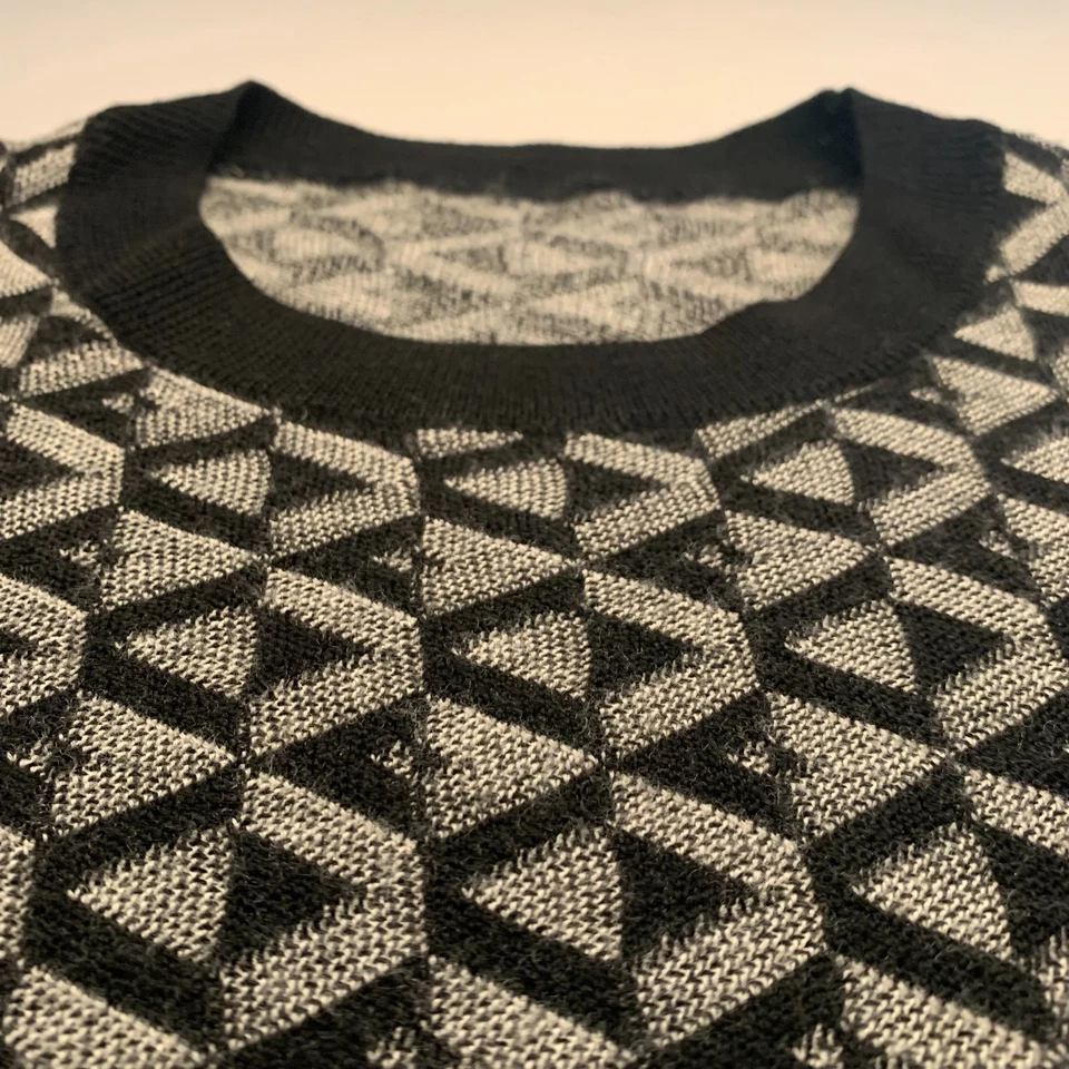 EMPORIO ARMANI Crew Neck Pullover Sweater Men 100% Wool Slim XLarge Gray Black - Image 4 of 4