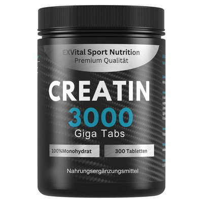Creatin Monohydrat 3000 Giga Tabs von EXVital 300 Tabletten Kreatin