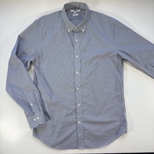 UNIQLO Button Down Dress Shirt Mens Medium Blue Micro Plaid