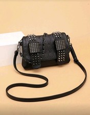 Gothic Studded Crossbody Women's Shoulder Bag Punk Vintage Handbag Skull Pattern