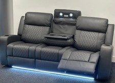 Texas 3 Seater PU Leather Electrical Recliner Sofa (Grey or Black)