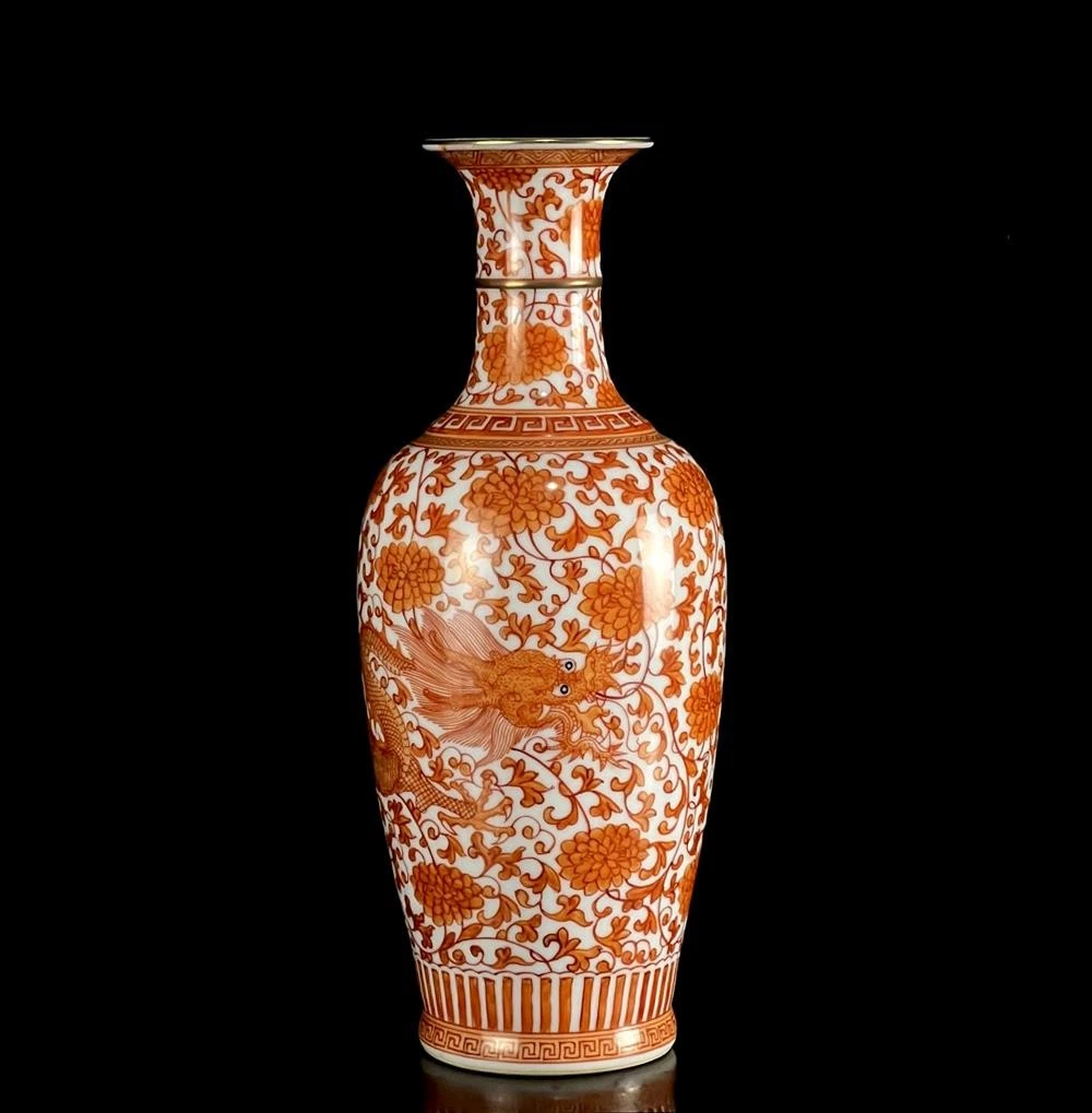 红色熨斗中国古董花瓶| eBay