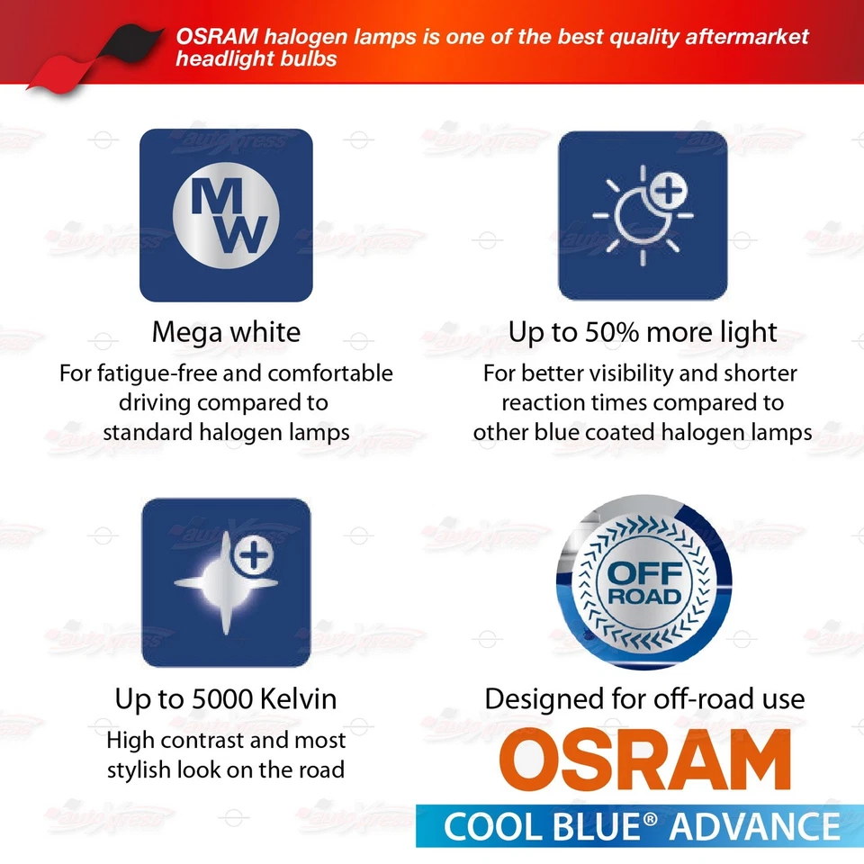 2x H7 477 +50% 5000K MEGA BLANCO OSRAM COOL BLUE ADVANCE Faros Bombillas HAGA BAJA Foto 3 de 4