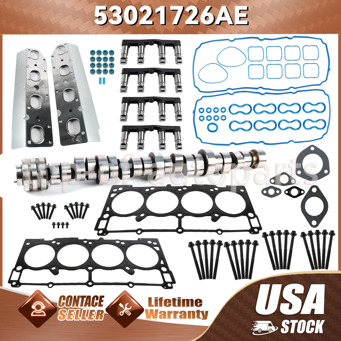 MDS Lifters Cam shaft Kit Fits 09-16 Jeep Dodge Chrysler 5.7L Hemi Gaskets Bolts