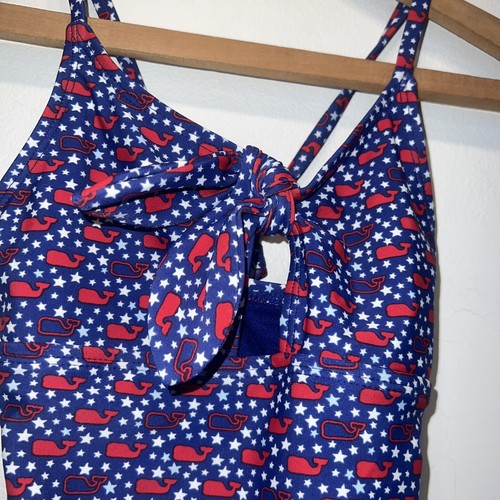 Vineyard Vines Girl's Swimsuit Bathing Suit Red White Blue Whale Print 6/6X - Picture 2 of 6