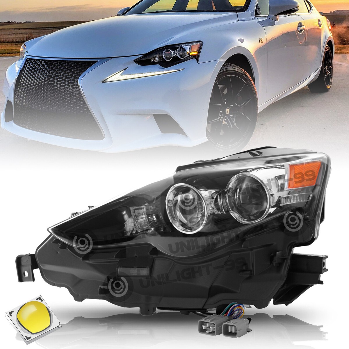 #1727 LEXUS IS ヘッドライト レクサス IS ISF ISC ヘッドライト V3 ブラック 流れる