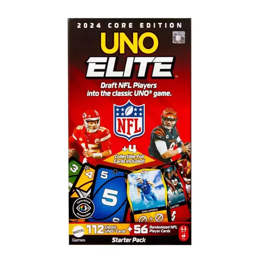 2024 UNO Elite NFL Juego de Cartas Starter Deck Pack Edición Básica NUEVO Sellado CANTIDAD