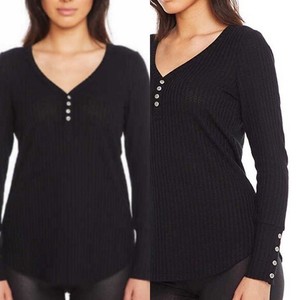 women's black thermal long sleeve top