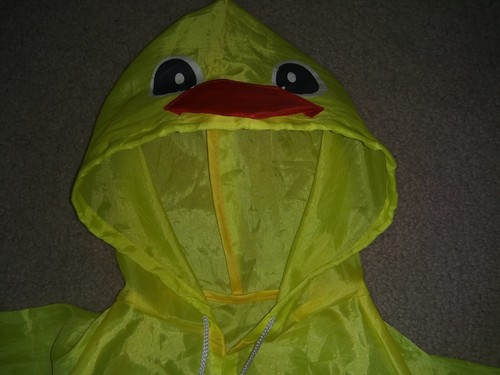 Duck Rain Coat Girls Super Cute Lightweight Yellow Pocket Hooded Outdoor Jacket - Picture 4 of 10
