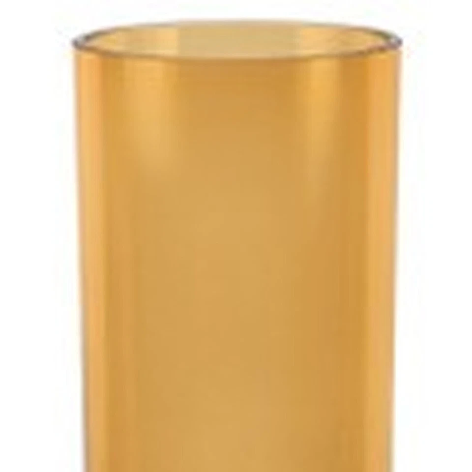 Jarrón cilíndrico de pared gruesa de vidrio burbuja soplado con boca ámbar Foto 3 de 4