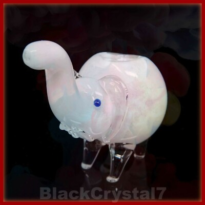 4.5 in Handmade Giant White Elephant Animal Tobacco Smoking Bowl Glass Pipes 