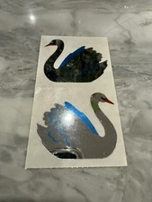 New In Package Strip Vintage 80s Hambly Mylar Foil Stickers Large Swan VERY RARE