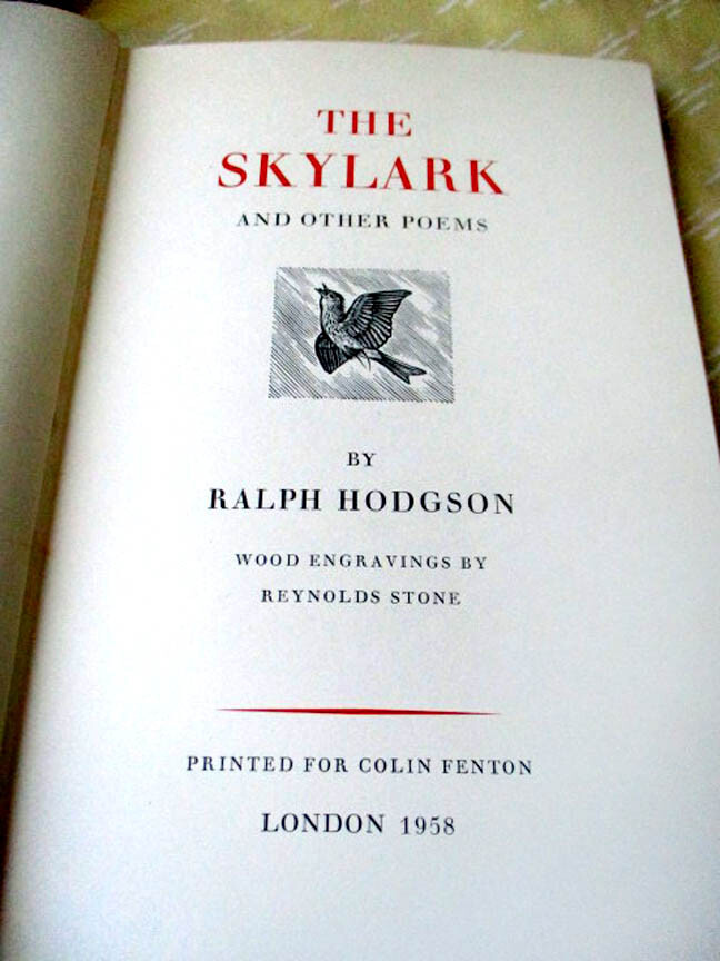 THE SKYLARK & Other POEMS,1958,Ralph Hodgson,Illust,Ltd Ed | eBay
