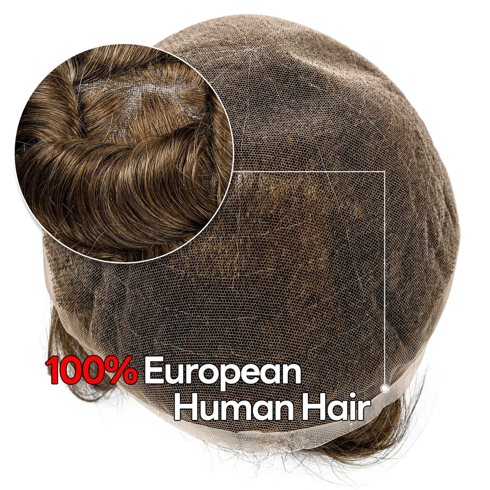 Swiss Lace Men Toupee Hair Piece Hair Replacement System Full Lace Human Hair. - Image 3 of 4