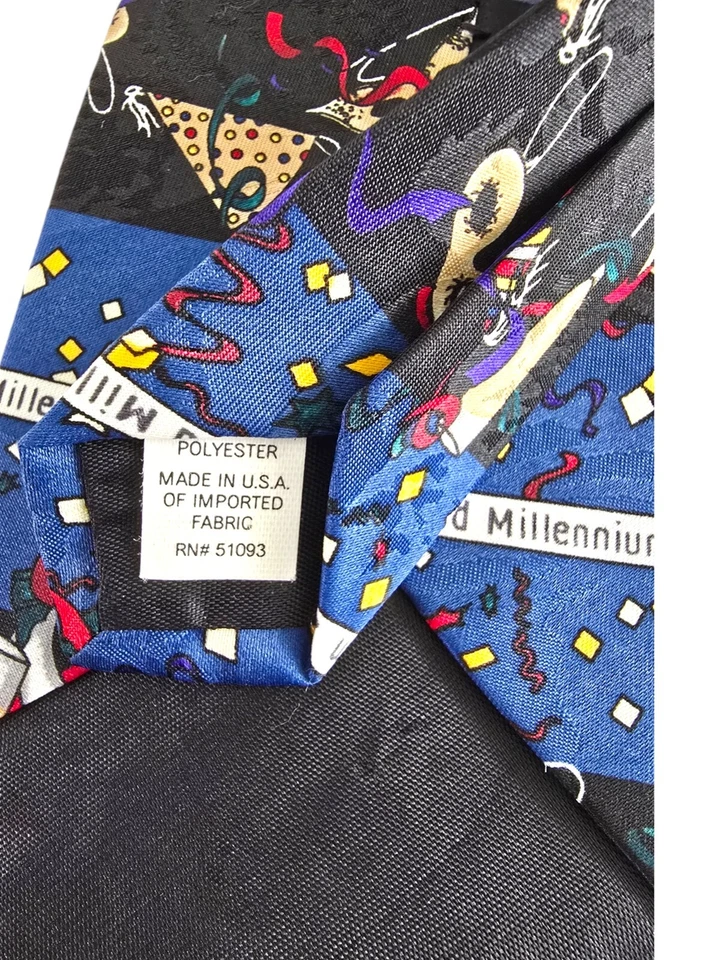 Gravata de pescoço masculina 3rd Millennium ano 2000 Y2K festa de ano novo 3,5 polegadas largura 57 polegadas de comprimento - Imagem 4 de 4