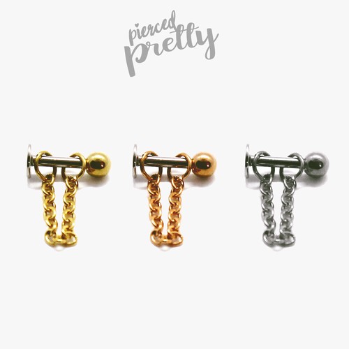 20g 16g dainty thin chain helix ear hoop, Flat back tragus Labret bar (optional) - 第 2/9 張圖片