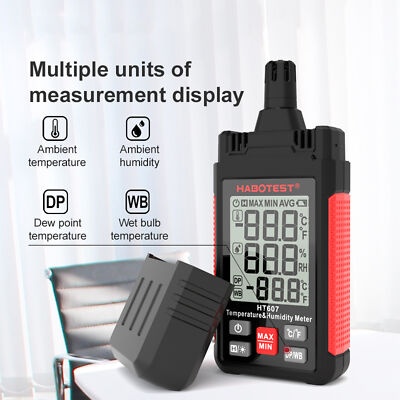 HABOTEST HT607 Digital Hygrometer Handheld Temperature Humidity Detector R3P0