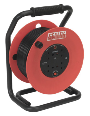 Sealey CR50/1,5 Kabeltrommel 50m 4 x 230V 1,5mm Schwerlast Thermo Trip
