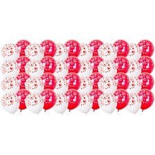 48 x Red & White Valentine's Day / Anniversary / Wedding Balloon - Heart Pattern