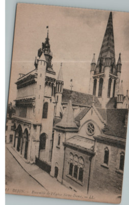 Vintage Postcard Dijon Ensemble De L'eglese Notre-Dame