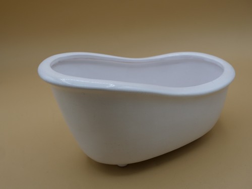 Ceramic Bath Tub White Decor Vase Planter Pot 10" X 5" X 5" - Picture 3 of 4