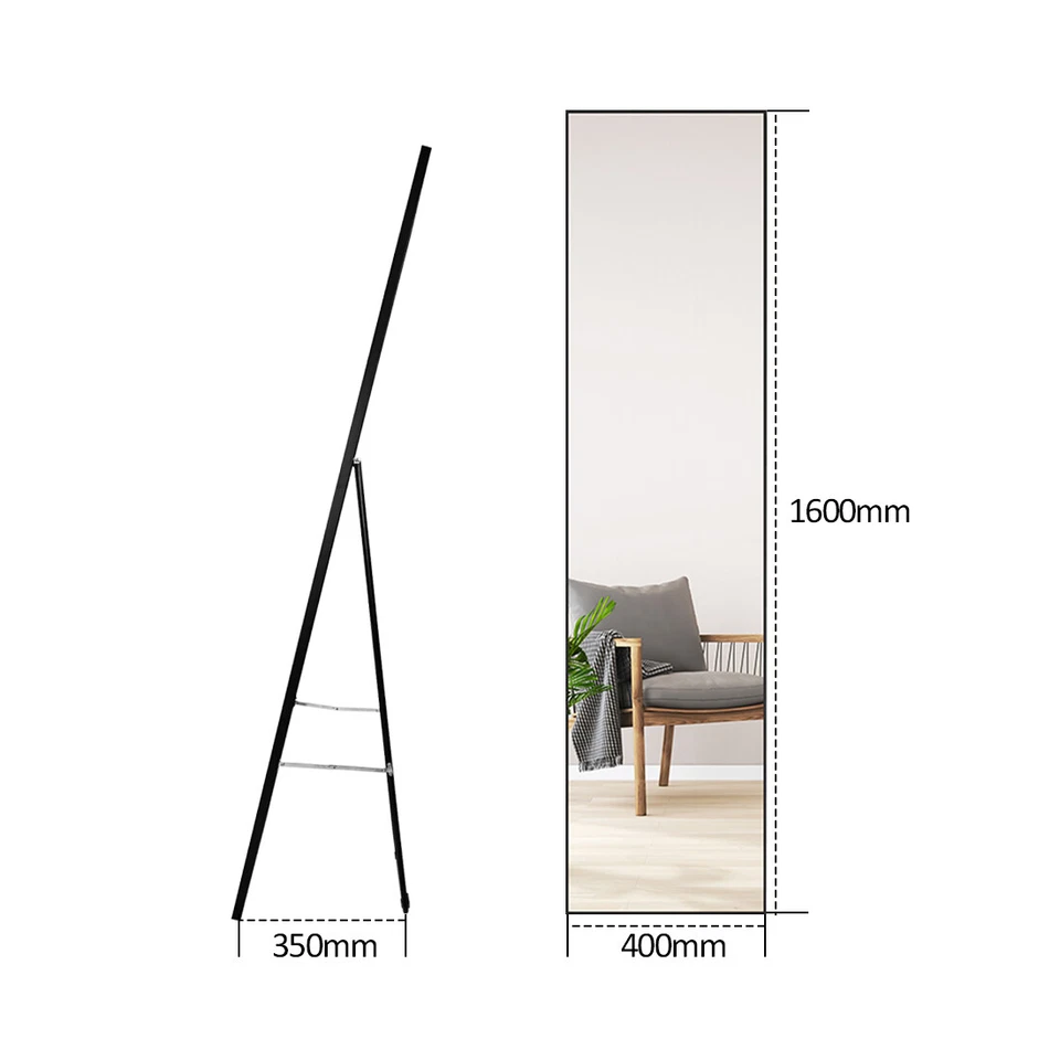 Ganzkörperspiegel Standspiegel Wandspiegel Groß Schwarz Flurspiegel 160x40cm - Bild 3 von 4