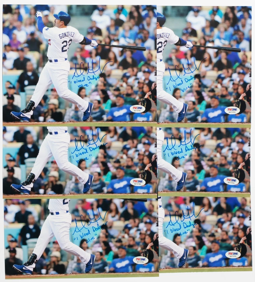Фотография с автографом Адриана Гонсалеса «I Bleed Dodger Blue» 8x10 сертификат подлинности PSA/DNA 1-й выпуск LA AB HR - Изображение 2 из 4