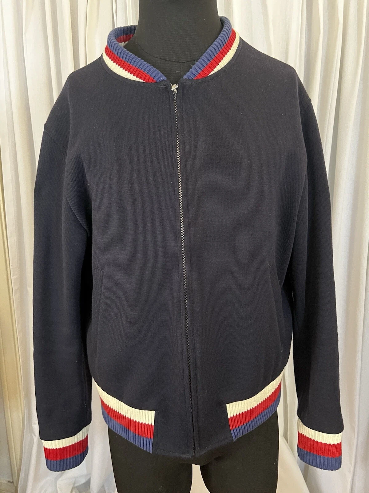 Gucci Giacca Uomo Varsity Lana Navy In Ottime Condizioni Tg XL