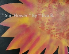 Sun Flower Art , Original Painting Of Abstract Style Sunflower On Canvas 16x20 