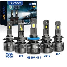 Bevinsee V55 H4 H7 H11 9005 9006 9012 LED Headlight High Low Beam Bulb Kit 6000K