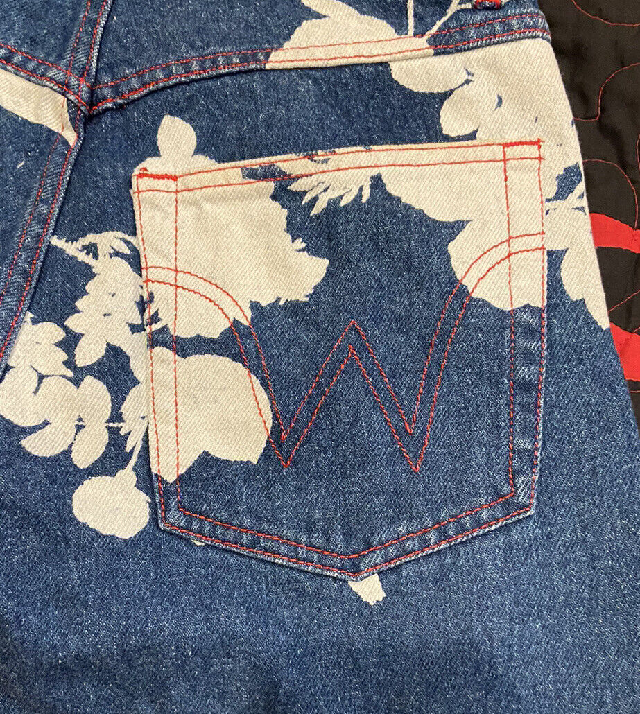 Vivienne Westwood blue denim pants with bleached floral Vivienne Westwood blue denim pants with bleached floral
