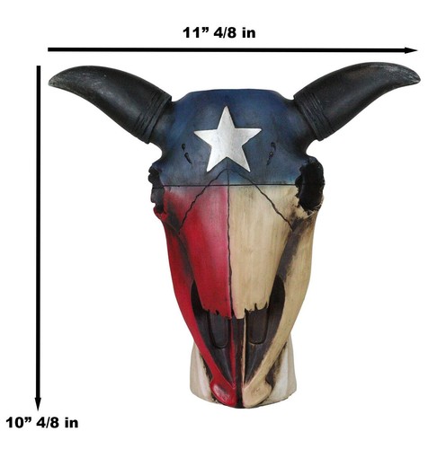 Western Patriotic Texas State Flag Lone Star Rustic Cow Skull Vase Planter Decor - 第 3/9 張圖片