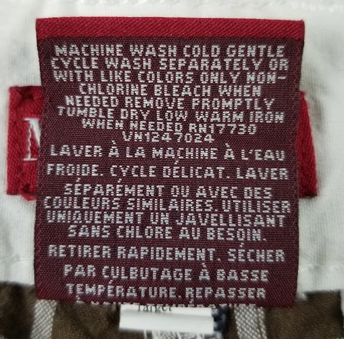 Merona Cargo Shorts Men’s 36 Brown Blue White Plaid Pockets Cotton Summer Casual - Image 4 of 4