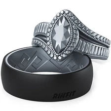 Rinfit Silicone Wedding Ring for Him and Her-Matching Rings for Couples Marquise
