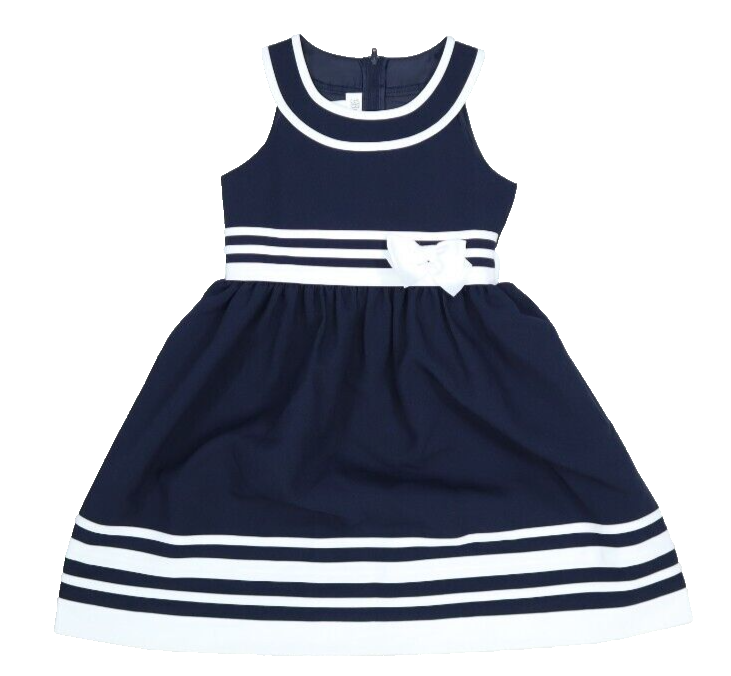 Bonnie Jean Nautical Sailor Navy Blue Party Dress Easter