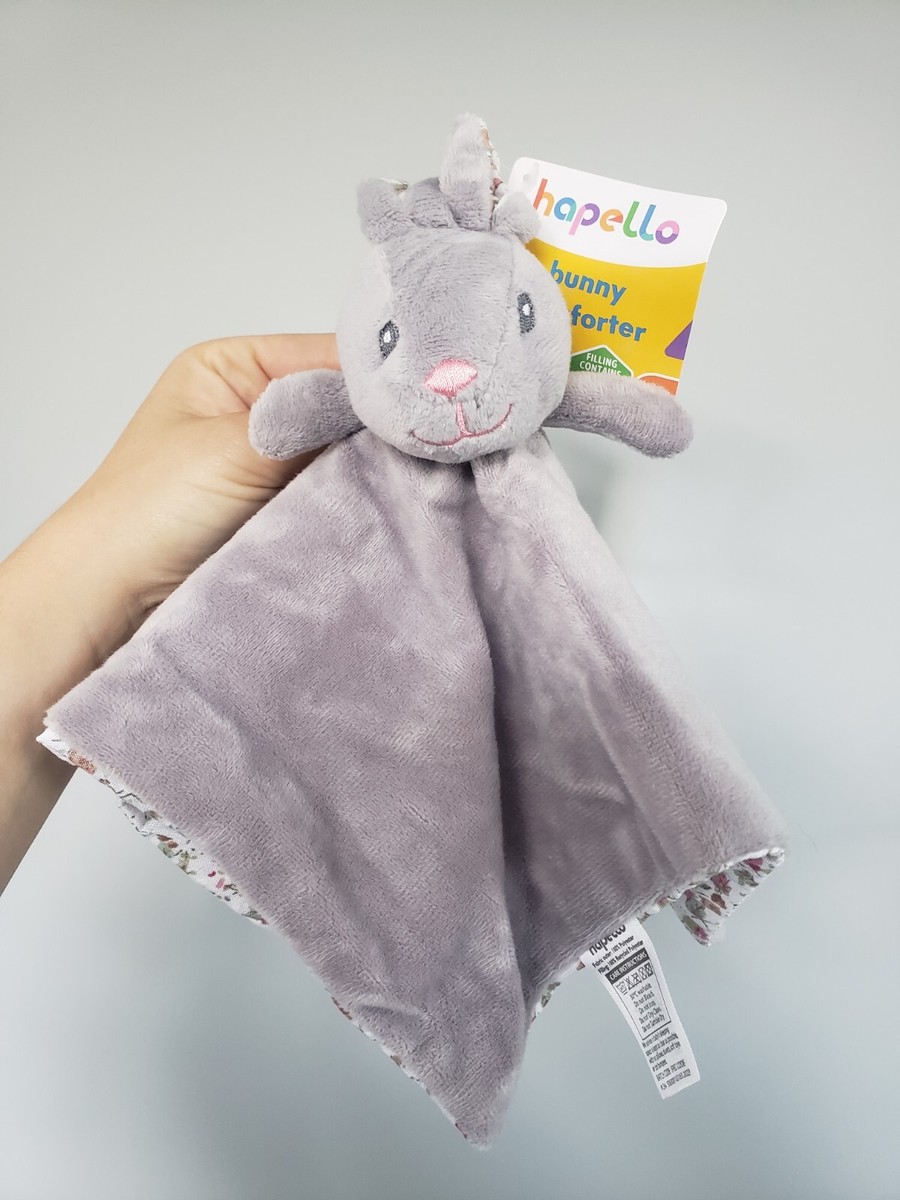 Asda Hapello Grey Pink Floral Ears Plush Baby Bunny Rabbit Soft