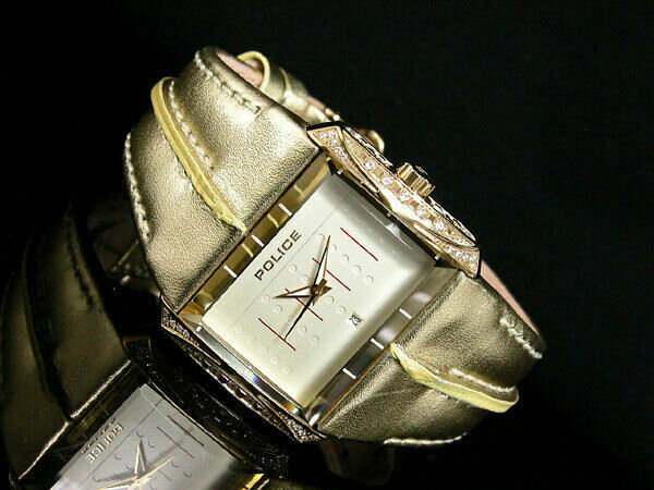 Watch Police Matrix stainless steel ipg gold case leather strap