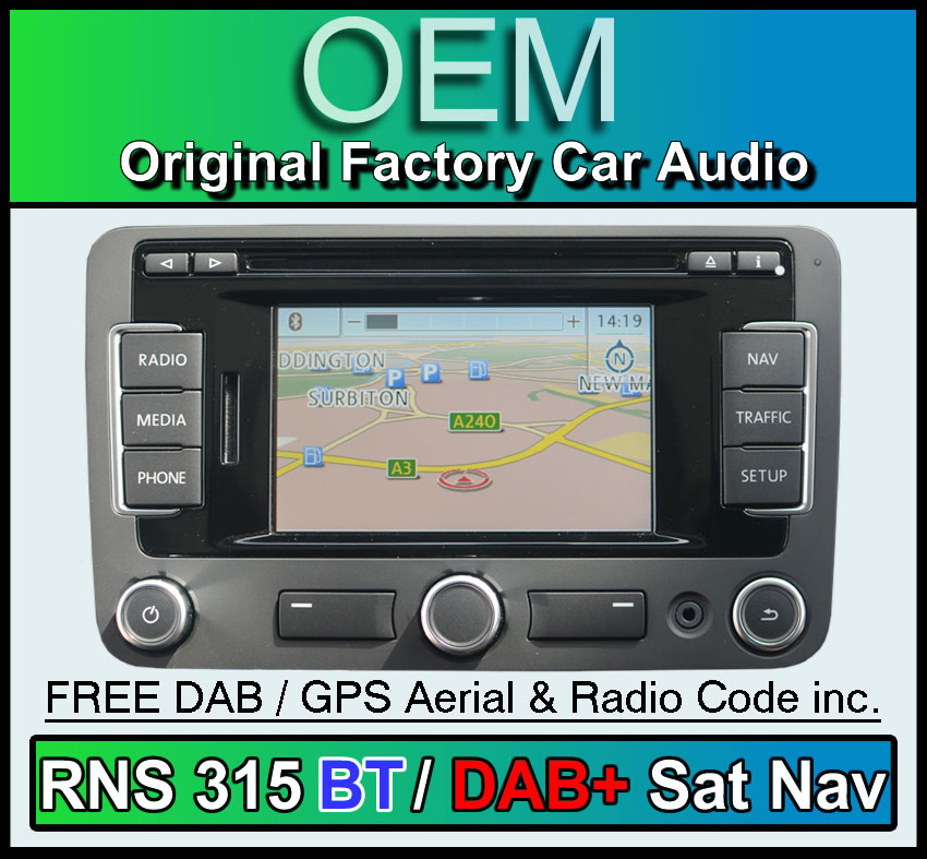 VW RNS 315 DAB Bluetooth Navigation, VW Caddy Sat Nav stereo CD  