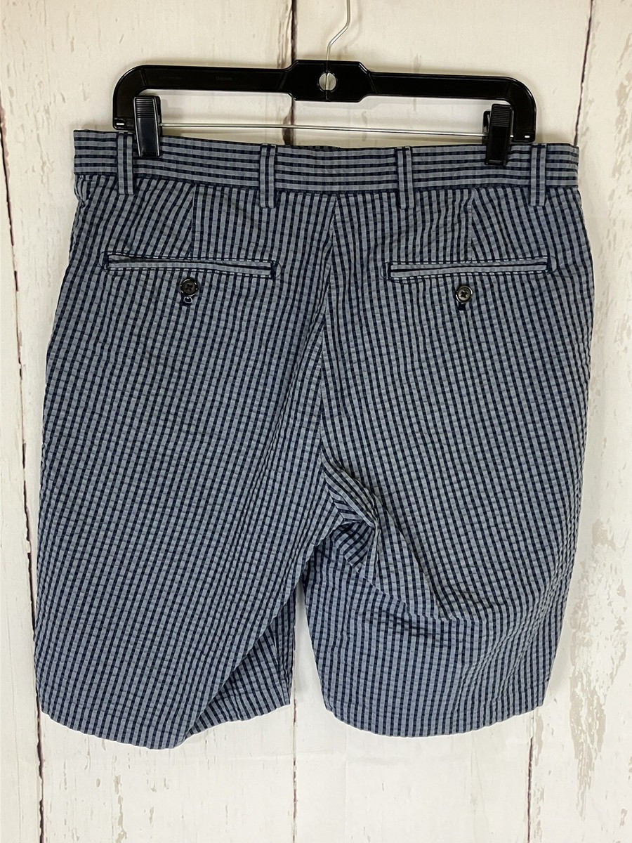 Banana Republic Emerson Shorts Mens 32” Waist Inseam Blue Check  Textured