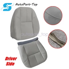 Driver Bottom & Back Leather Seat Cover Gray For 2007-2014 Chevy Silverado Tahoe