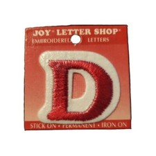 Joy Letter Shop Red D 1.5  Iron Stick On Embroidered Patch Appliqu  Crafting
