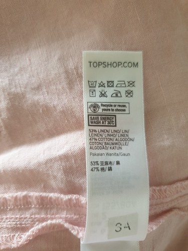 TOPSHOP pale pink LINEN BLEND off shoulder blouse top size 6 BNWOT - Picture 7 of 8