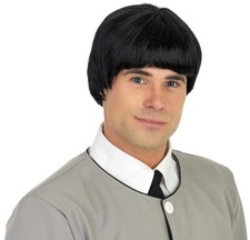 Men s Iconic Black MOD Bowl Cut Mushroom Wig for 60s Rockstar Pop Band Costume