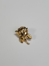 Rose Flower Lapel Pin Gold Color Metal 