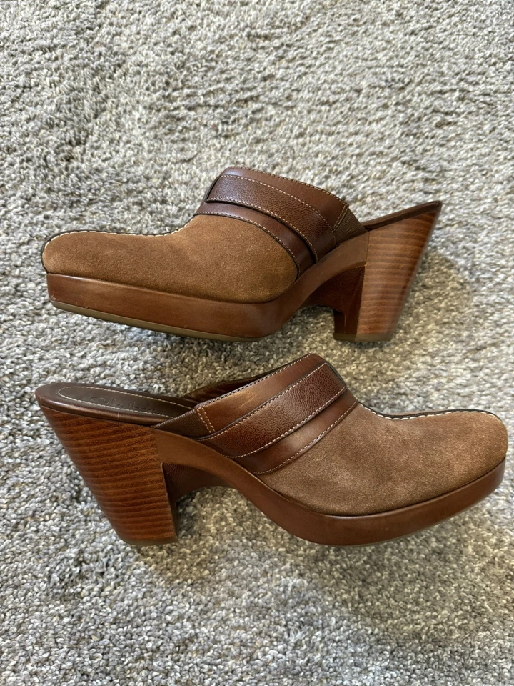 Коричневые замшевые сабо на танкетке Cole Haan с пряжкой D25451 размер 10 B - Изображение 3 из 4