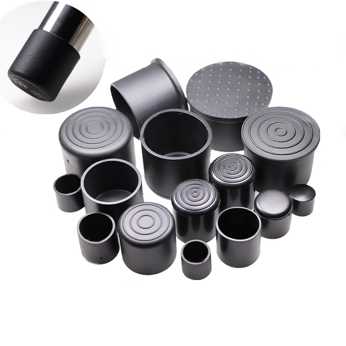 1/4 Inch Black Vinyl Tube End Caps – Flexible Rubber Pipe Caps For DIY & Protection